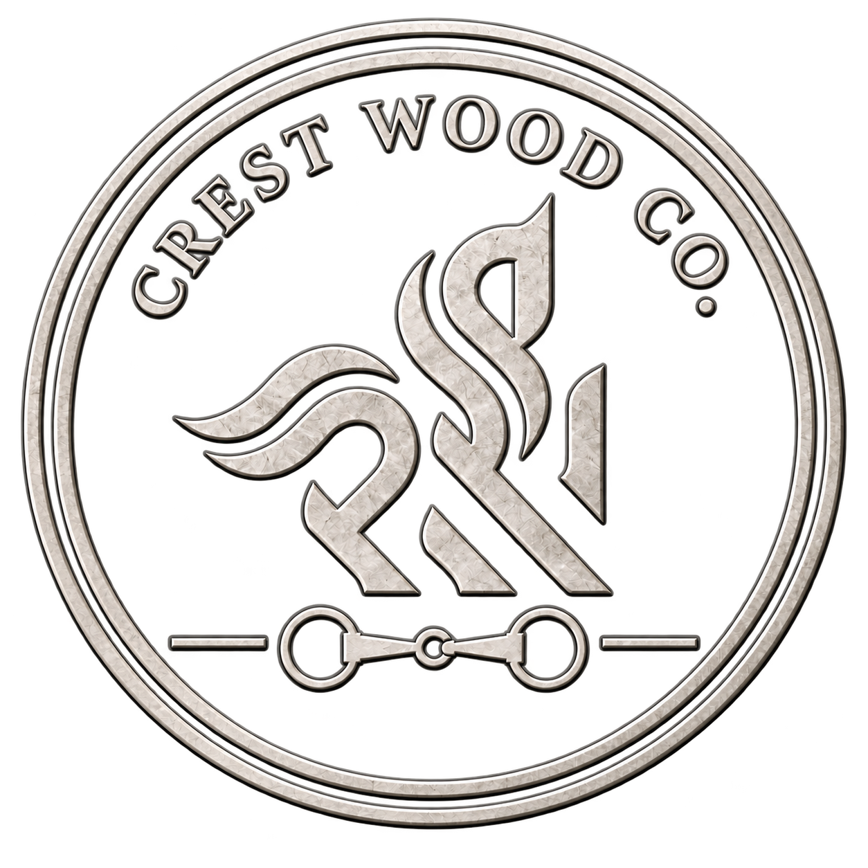 Crest Wood Co. polished silver circular horse crest
